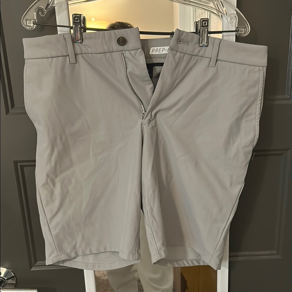 Gray Flat Front Shorts with Classic Fit